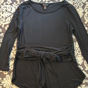 Banana Republic Threadsoft 3/4 Sleeve Black Top Wraparound Tie Women’s Size XS